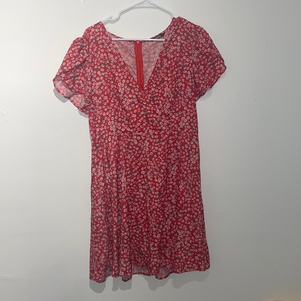 SHEIN Red Floral Mini Dress Size XL